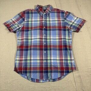 Polo Ralph Lauren Men’s Shirt Slim Fit Large Madras Plaid Button Down Flesh Pony